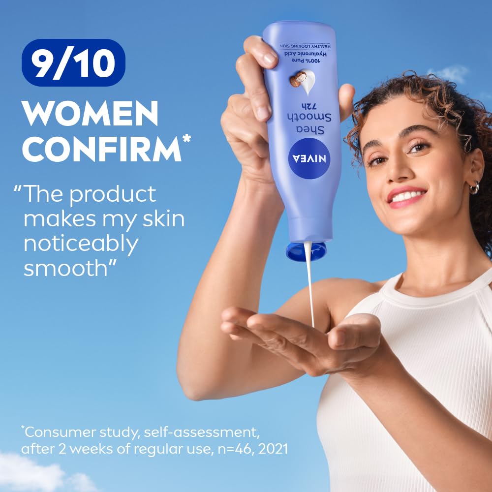 NIVEA Shea Smooth 200ml Body Lotion | 72 H Moisturization | With Deep Moisture Serum & Shea Butter | Non Greasy & Healthy Looking Skin |For Dry Skin