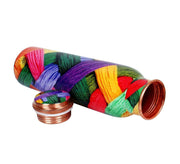 DSH Copper Bottles for 1 Litre Printed with Art Work, Travelling Purpose Bottles, Yoga Ayurveda Healing, 1000 ML (Design SM 3)