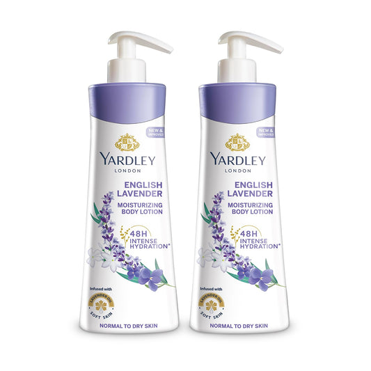 Yardley London English Lavender Moisturizing Body Lotion, Germ Shield, 400ml [350ml +50ml Free] (Pack of 2)