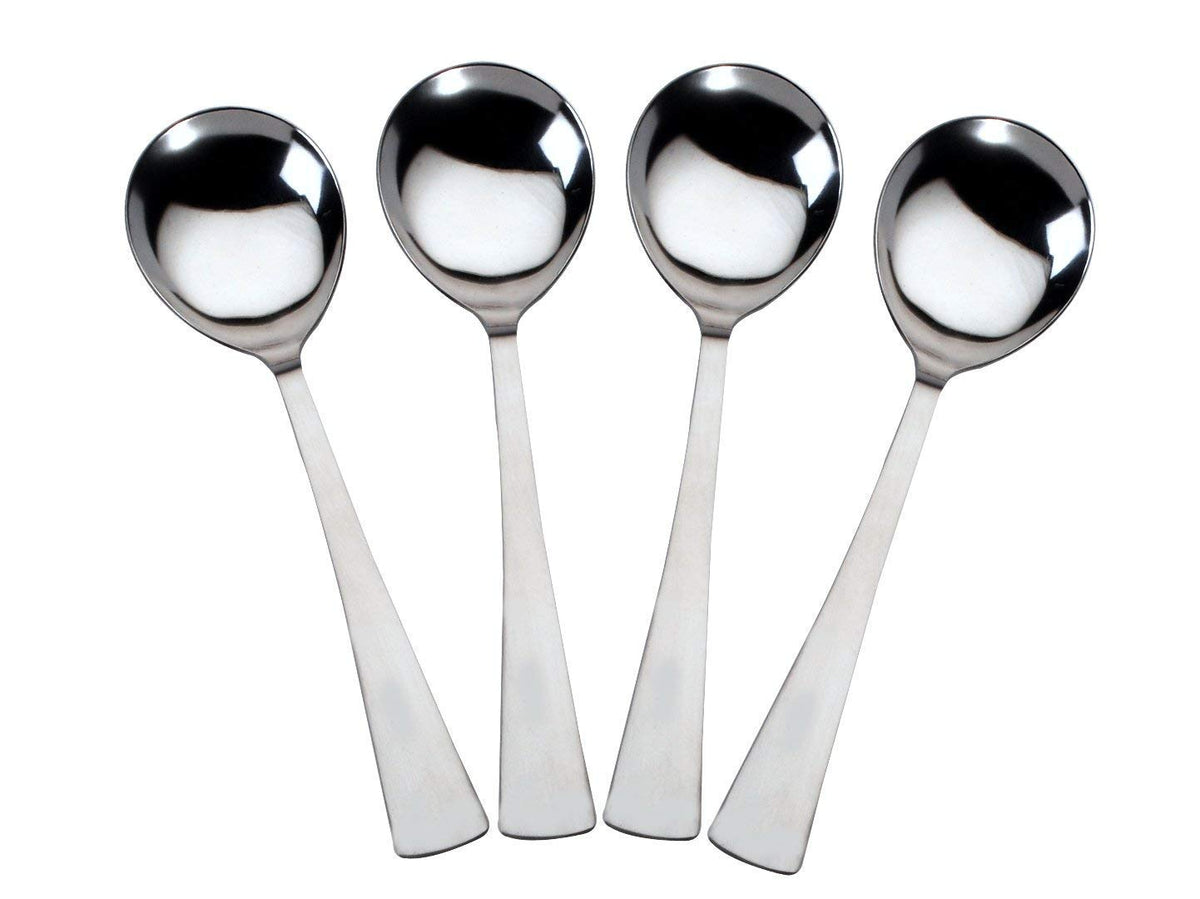 Parage 4 Pieces Stainless Steel Serving Spoon Set for Dining Table/Kitchen, Big Cooking Spoons Set, 21 cm Length Chamcha, Dining Tableware Set of 4, Silver