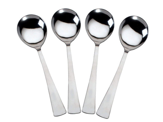 Parage 4 Pieces Stainless Steel Serving Spoon Set for Dining Table/Kitchen, Big Cooking Spoons Set, 21 cm Length Chamcha, Dining Tableware Set of 4, Silver