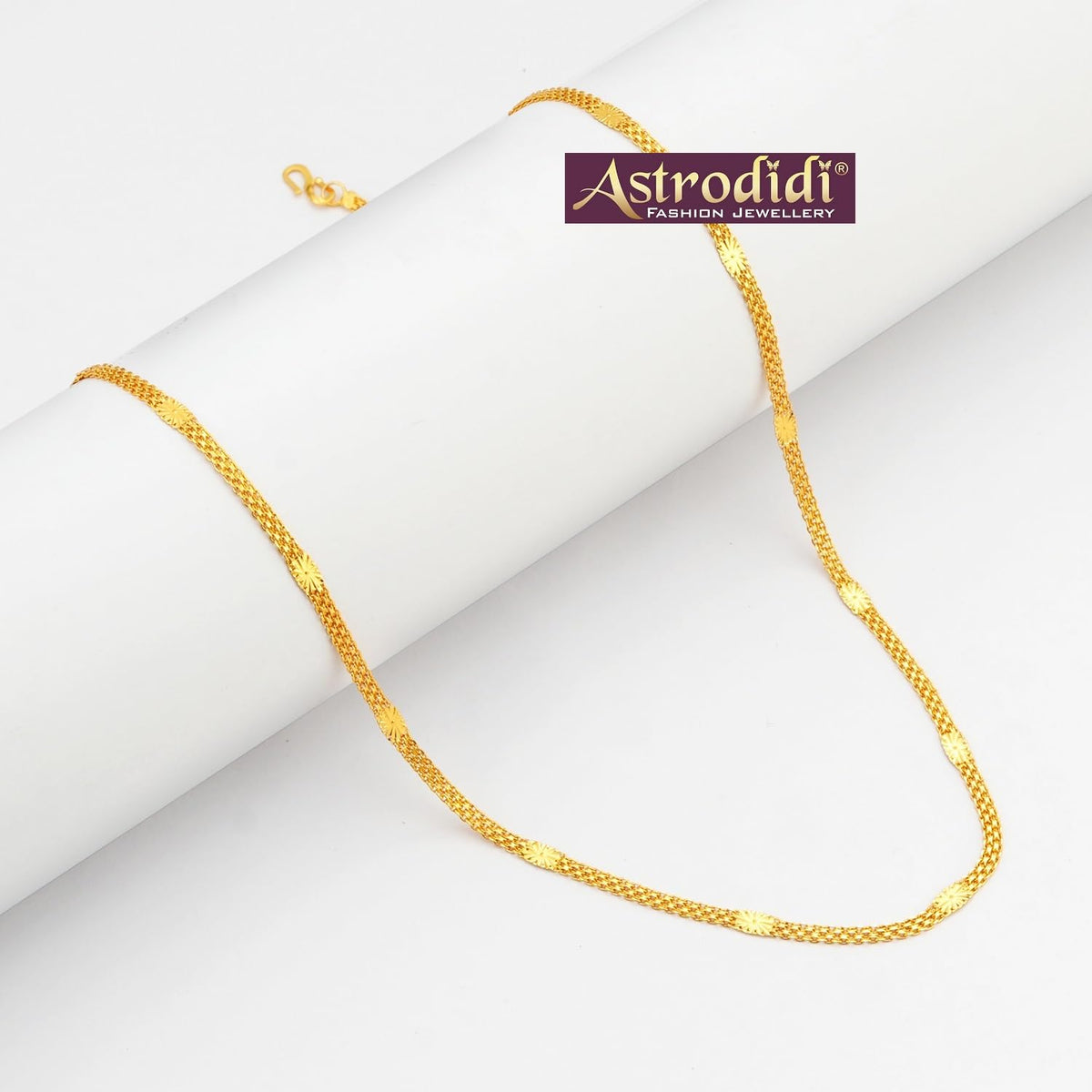 ASTRODIDI Gold Plated Chain | 24 Inch Stylish Light Weighted Golden Brass Neck Chain For Girls Women Men Boys (CHAIN-BALA-15)