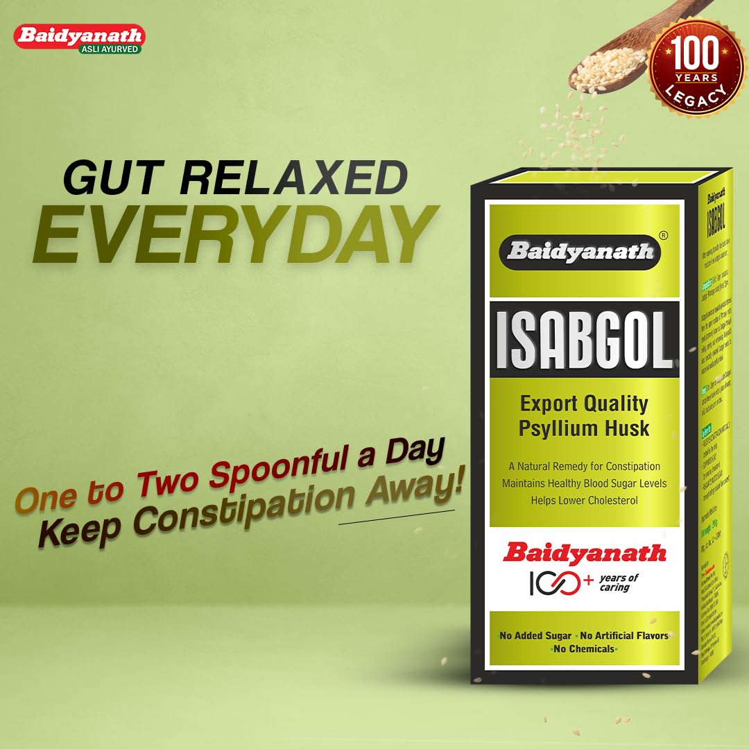 Baidyanath Asli Ayurved Isabgol - Psyllium Husk Powder - 200Grams | Effectively Relieves Constipation | Fibre Supplement For Digestion