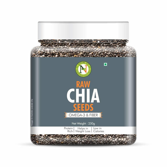 NatureVit Raw Chia Seeds 250g | Superfood for Eating | Rich in Omega-3, Fiber & Protein | Ideal for Weight Loss, Digestion & Energy | Gluten-Free & Vegan