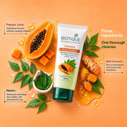 Biotique Papaya Deep Cleanse Face Wash | Gentle Exfoliation | Visibly Glowing Skin | 100% Botanical Extracts| Suitable for All Skin Types | 100ml