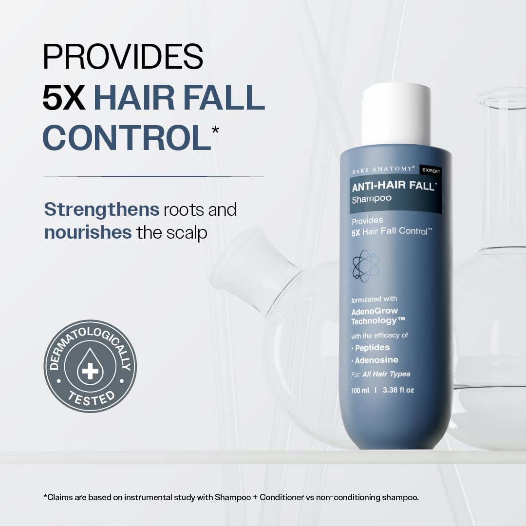 Bare Anatomy Expert Anti-Hair Fall Shampoo (100ml) & Advanced Hair Growth Serum (30ml) | Adenosine + Redensyl + Rice Water + Rosemary| Hair Growth & Hair Fall Control Combo for Women & Men