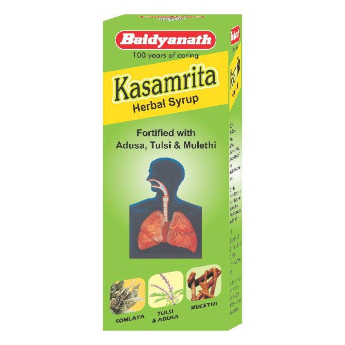 Baidyanath Asli Ayurved Kasamrit Herbal Cough Syrup - 100 ml With Goodness of Adusa, Tulsi & Mulethi