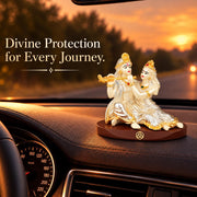 DIVINITI Premium Radha Krishna Idol with Silver-Tone Finish & Gold Accents | Decorative Radha Krishna Showpiece with Base & Premium Gift Box | Home, Office, Mandir & Gifting | 6 x 9 cm