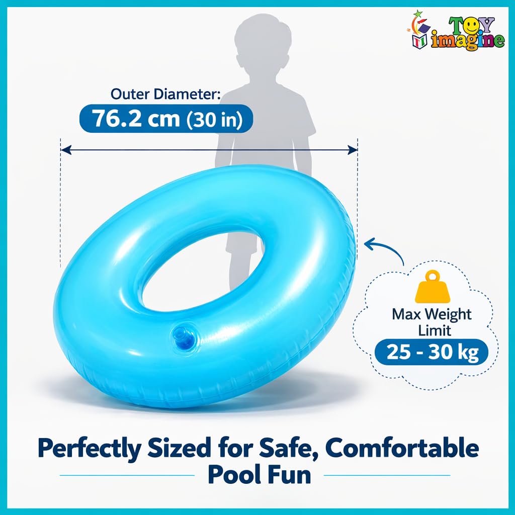 Toy Imagine 30" (76 cm) Transparent Inflatable Swimming Pool Safety for Kids | Pool Safety for Swimming Training & Fun for Boys and Girls (Age 6 to 10 Years) Assorted