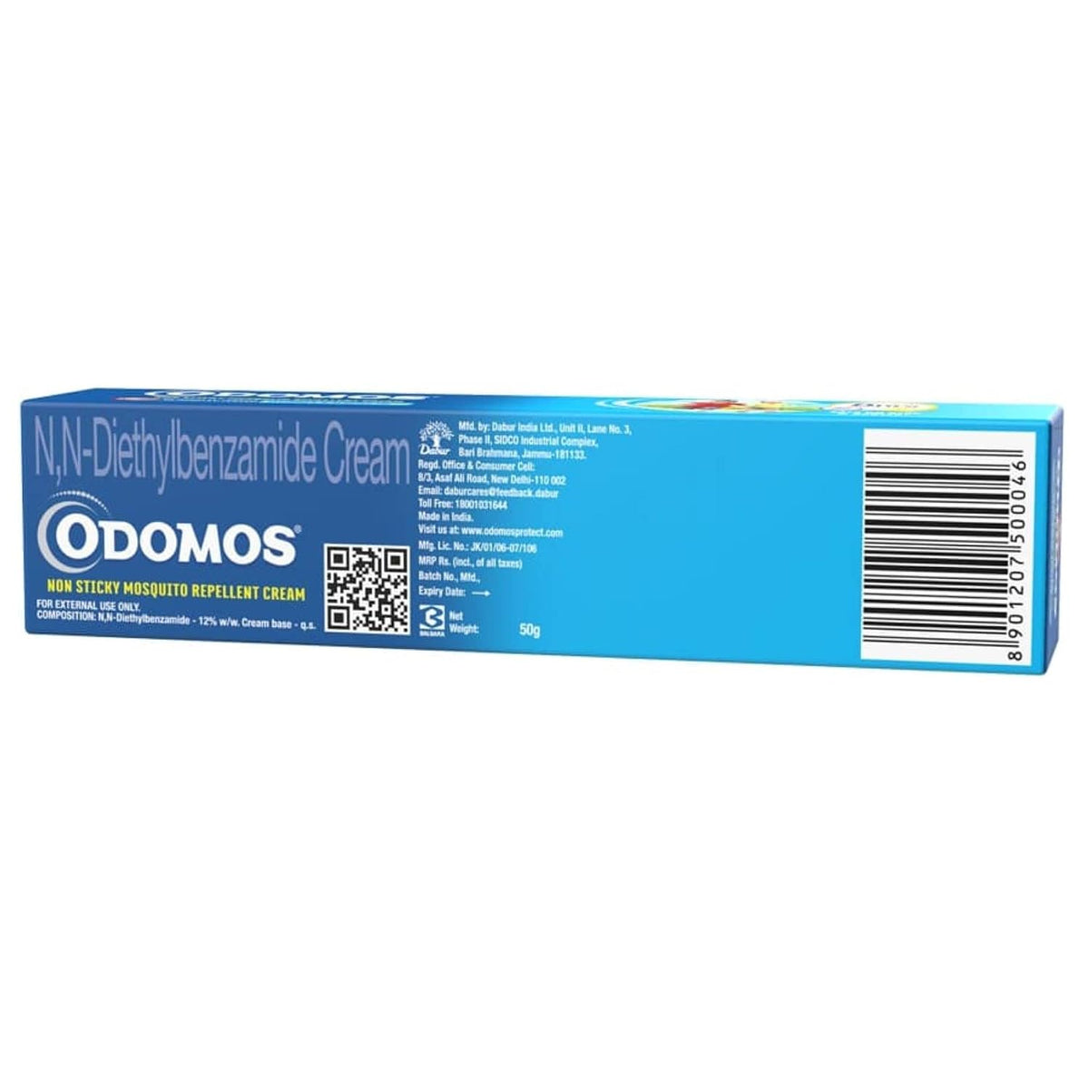 Dabur Odomos Non-Sticky Mosquito Repellent Cream With Vitamin E & Almond - 50 Gm, Pack of 1