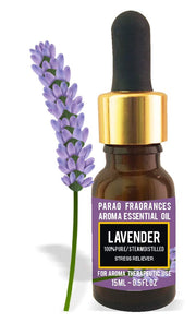 Parag Fragrances Lavender Essential Oil For Improve Hairs, Skin & Aromatherapy | 100% Pure Therapeutic Grade Essential Oil | Undiluted 15ml