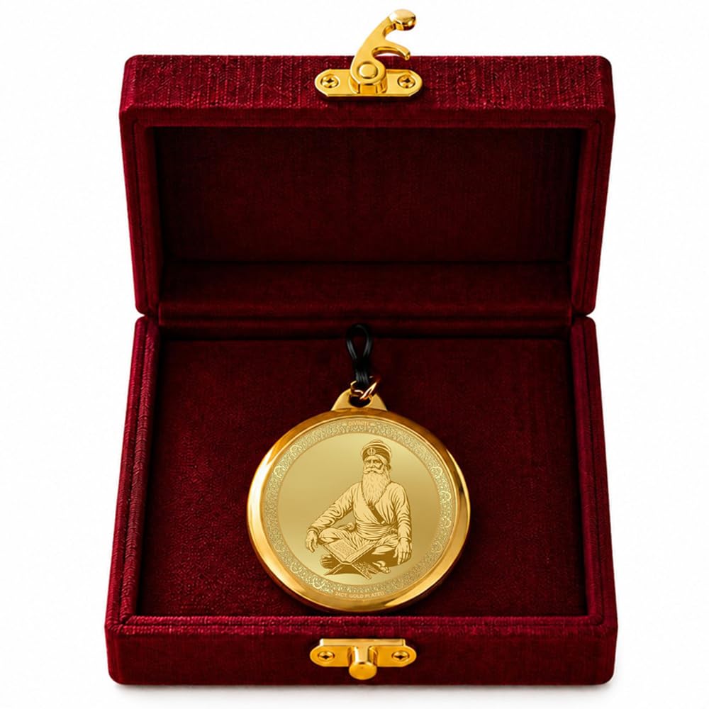 DIVINITI 24K Gold Plated Double-Sided Religious Pendant with Premium Gift Box, Spiritual Locket for Men & Women, Devotional Jewellery for Gifting & Everyday Wear | Baba Deep Singh & Golden Temple - GNG Pendant