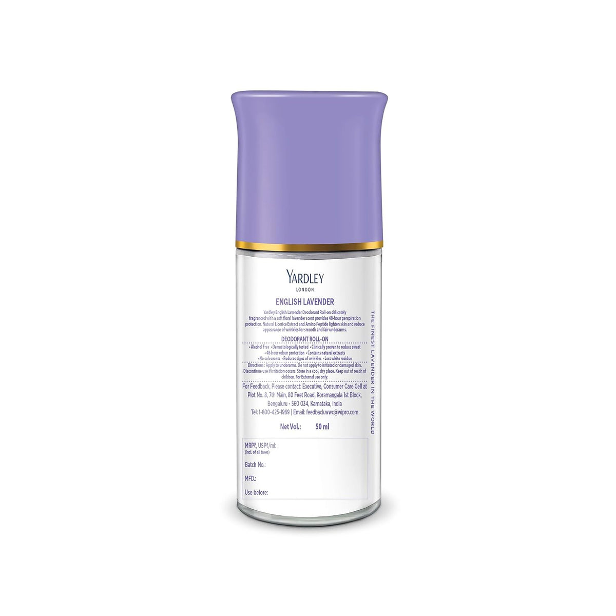 Yardley London English Lavender Anti Perspirant Deodorant Roll On For Women, Floral, 50ml (Pack of 2)