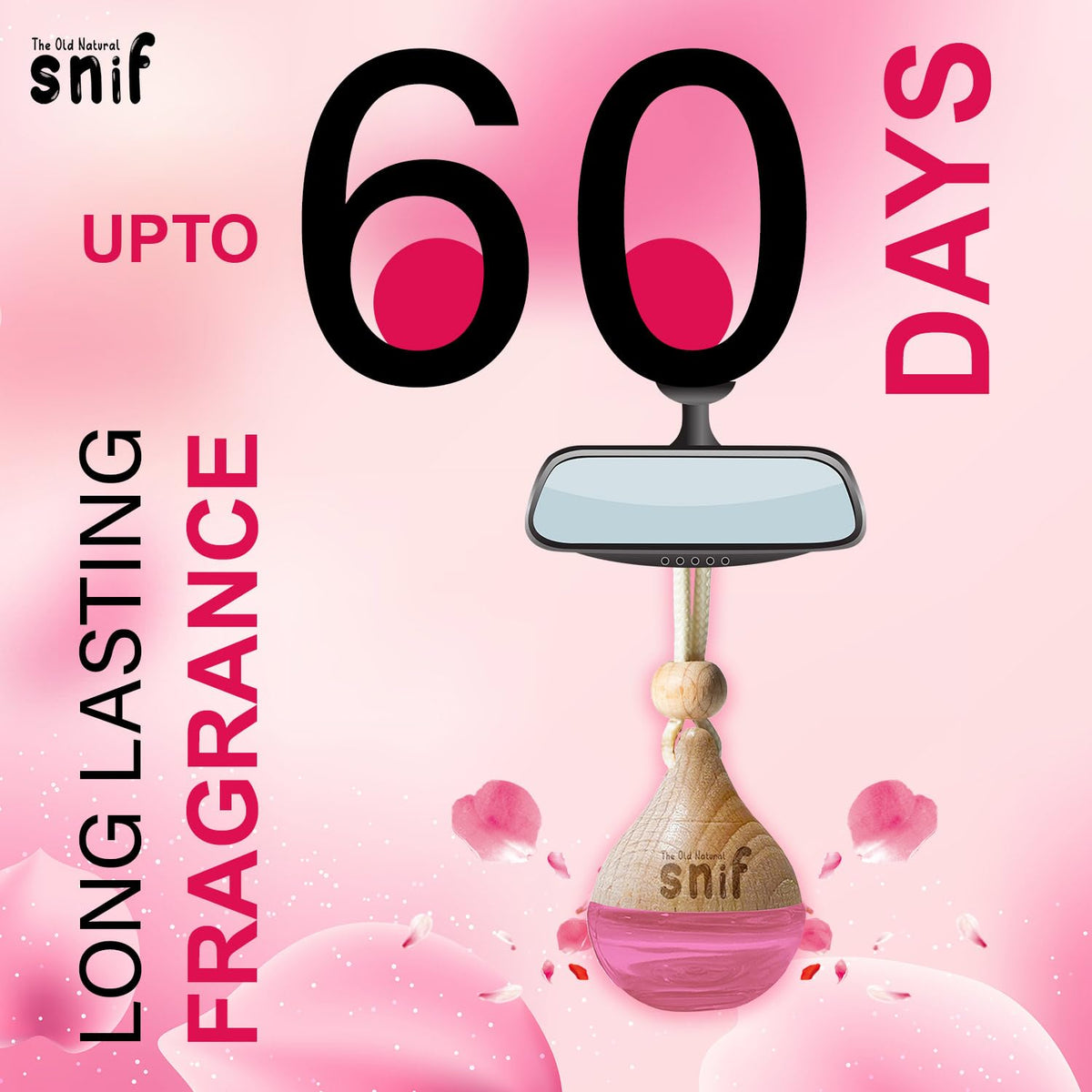 The Old Natural Snif Car Perfume With Essential Oils | Car Perfume Diffuser with 15ml Refill Pack | Car Fresheners Long Lasting | Car Air Freshener (Pack Of 1, 20ml) (Plum Rose)