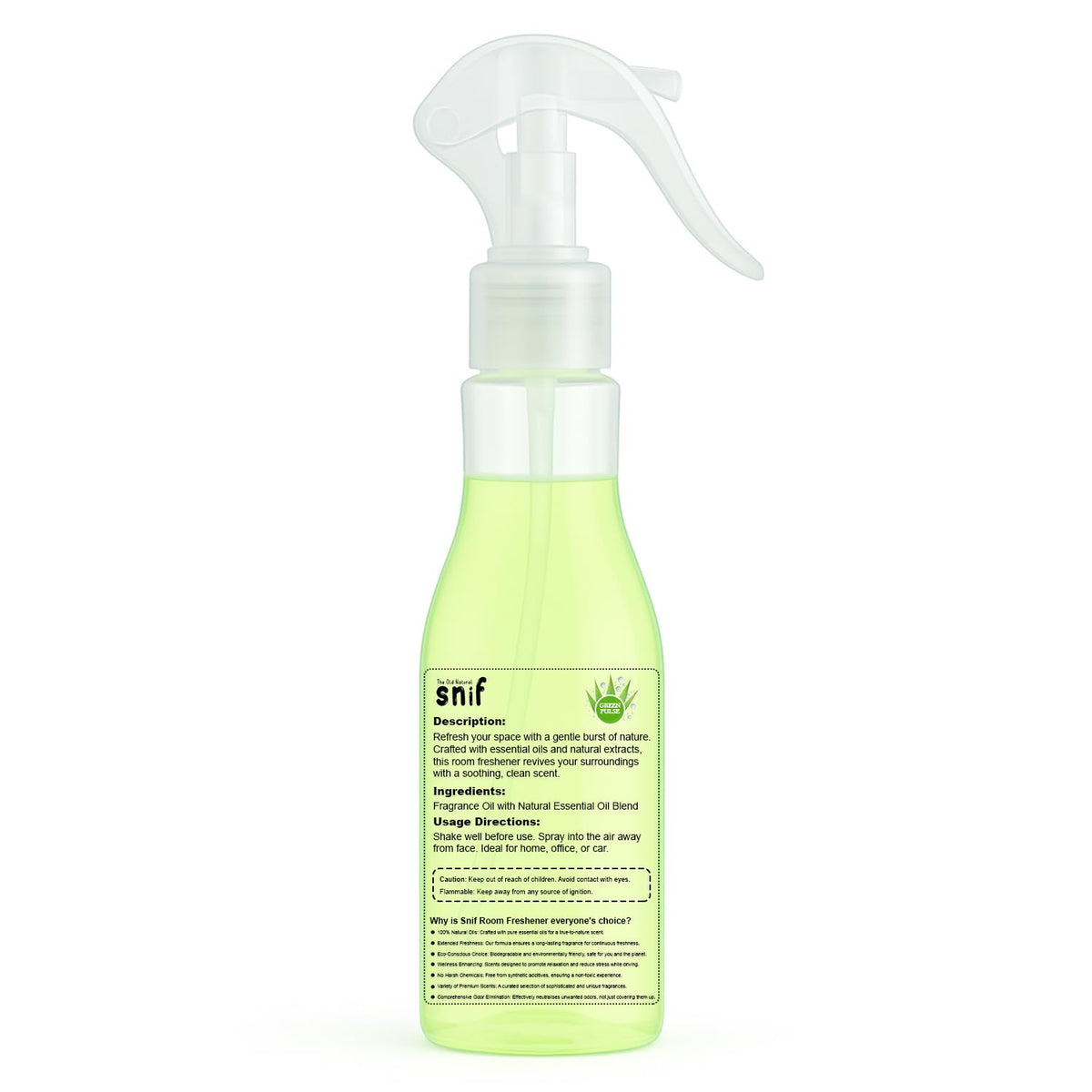 The Old Natural Snif Premium Room Freshener Spray | Natural Essential Oils | Long-Lasting 1000+ Sprays for Room, Car & Living Space (Green Pulse/Bloom Burst)