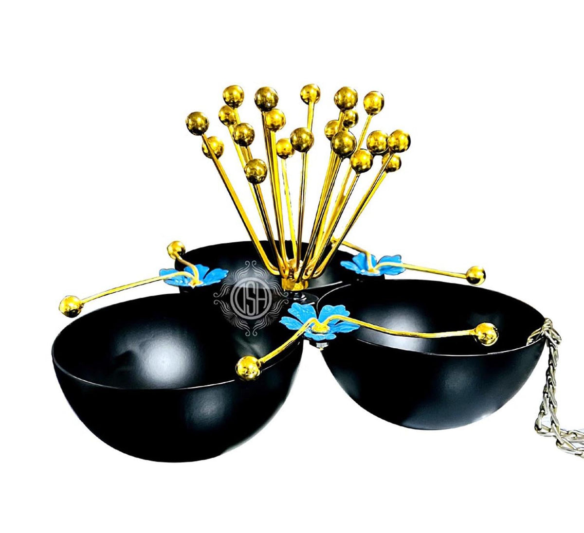 DSH Decorative Bowl Multi Utility Snacks Decorative and Serving Bowl Platter for Home Decor Gifting Item. (WRBWL-3BLOCK-BLK) (Black)