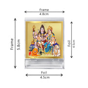 DIVINITI 24K Gold Plated Religious Car Dashboard Frame | Premium God Idol Frame for Car, Home Mandir & Office Table | Spiritual Gift, Decorative Showpiece | Shiv Parivar