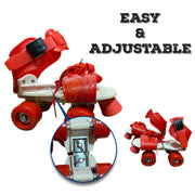 Toy Imagine® Roller Inline Skates for Kids | Adjustable Size Skating Shoes with Front Brake | 4 Pu Wheels | Skates for Boys & Girls Age 4-8 | Kids Roller Skates for School Sports(Red)