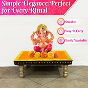 Bhakti Lehar Orange Velvet Pooja Cloth | Aasan for God Idol Sitting, Mandir Shelf, Puja Chowki Table and Home Temple Decoration - Pack of 4 (9 x 13 Inch)