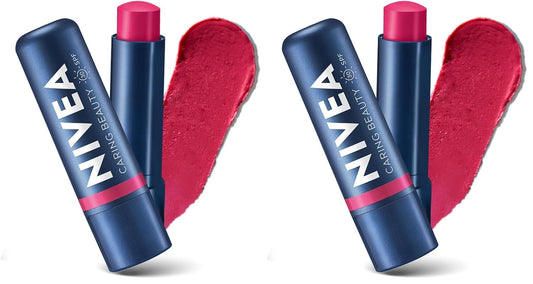 NIVEA Lip Caring Beauty Pink Lip Balm | Lip & Cheek Tint with SPF 30 (Pack of 2)