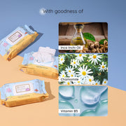 Little Rituals Rash-Free Baby Wipes | 99% Pure Water | 4x Thicker, Plant-Based Cloth, pH 5.5 | Enriched with Chamomile, Sacha Inchi Oil & Pro Vitamin B | Gentle, Moisturizing & Soothing | Dermatologically Tested | 72 Wipes/Pack (Pack of 3)