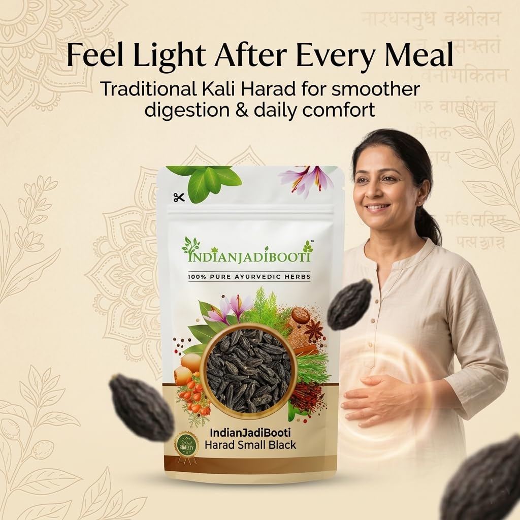 IndianJadiBooti Harad Small Black (Kali Harad) | Terminalia Chebula for Gas & Digestion | Choti Harad/Bal Harad/Himej | Sun-Dried & Whole | 900g Pack of 2