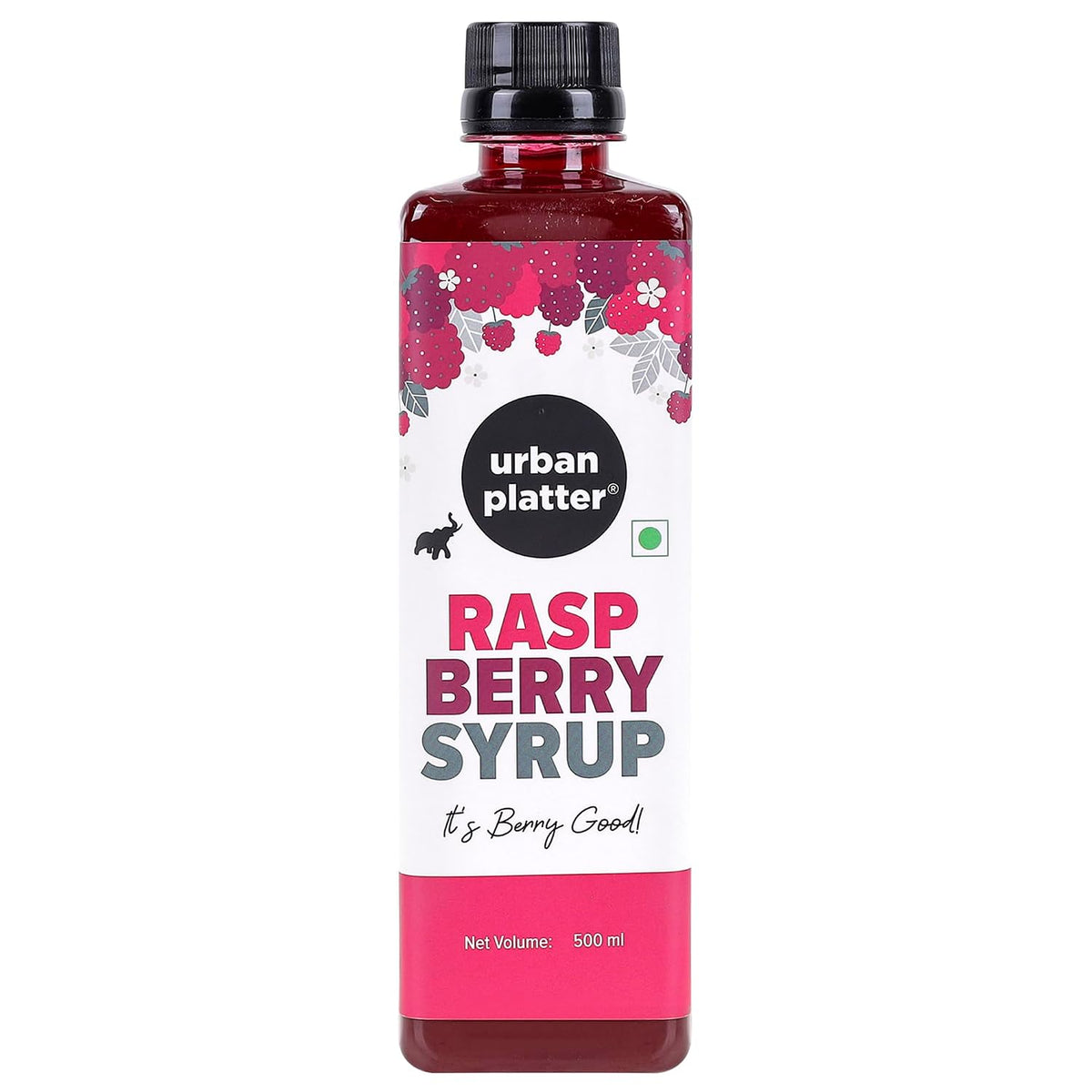 Urban Platter Raspberry Syrup, 500ml / 17fl.oz [Plant-Based, Thick, Real Fruits]