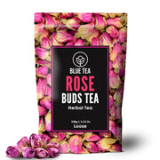 BLUE TEA - Rose Buds Tea - 100gm - 100 Cups | RICH VITAMIN-C | Beautiful Hair & Skin - Caffeine Free - Flower Based - Herbal Tea | Premium Zipper Pack