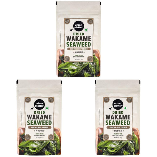 Urban Platter Dried Wakame Seaweed, 50g (Easy to Rehydrate | Mild, Umami Flavour | Asian Kitchen Essential) (Pack of 3)