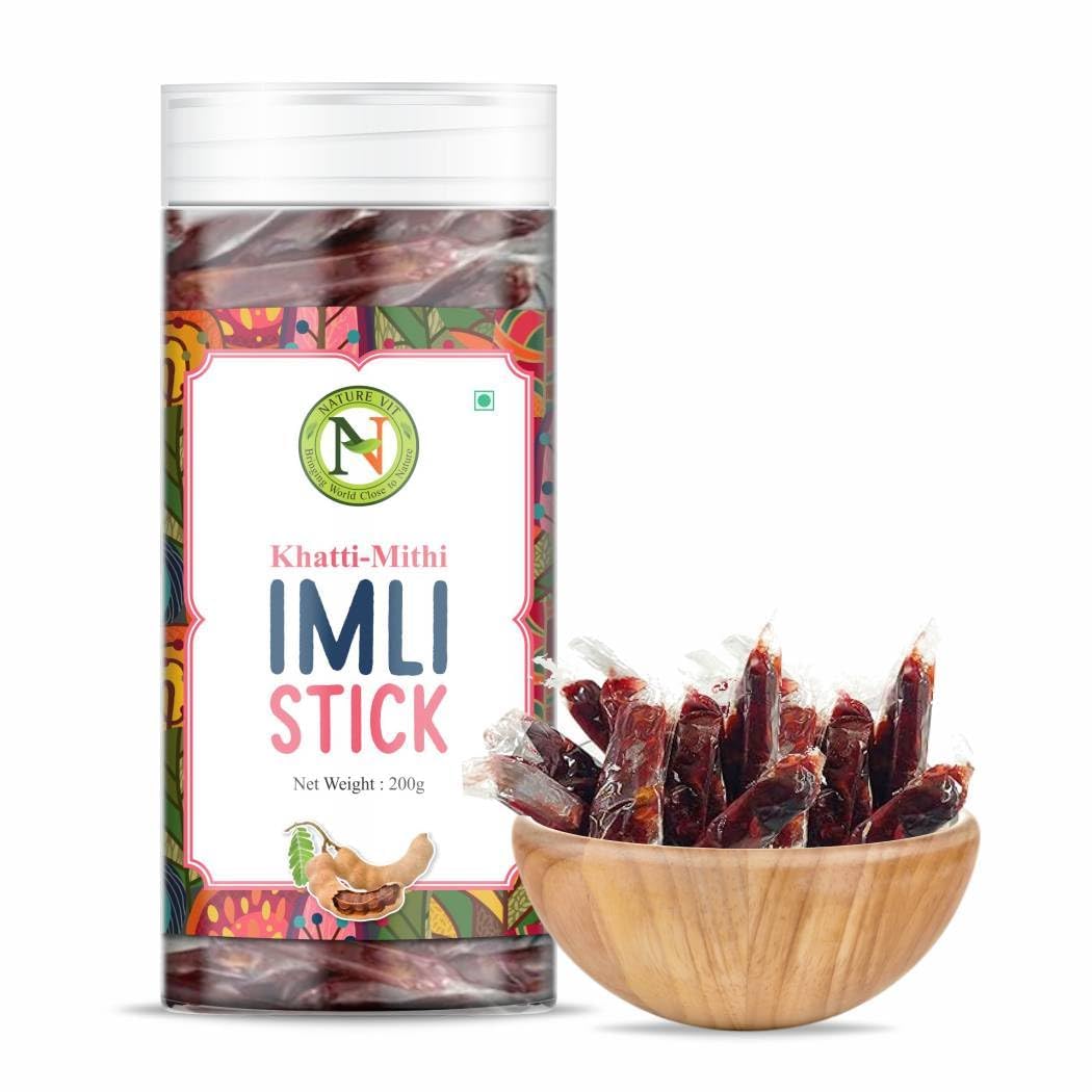 NatureVit Imli Candy Sticks 1 Kg– Khatti Meethi Tamarind Stick Candy | Sweet & Sour Mouth Freshener | Tangy Digestive Treat
