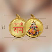 Diviniti 24K Gold Plated Ram Ji & Jai Shri Ram Pendant For Men, Women & Kids | 28 MM Double Sided Stylish Pendant Necklace For Girls | Divine God Pendant For Birthday Gift