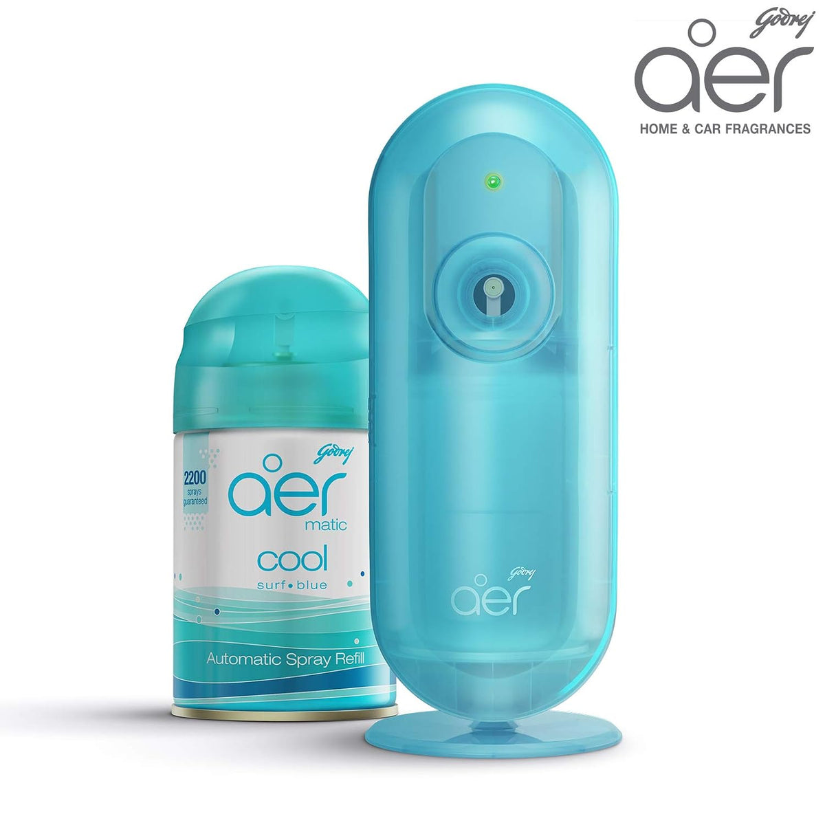 Godrej aer Matic Spray , Automatic Air Freshener Kit With Flexi Control - Cool Surf Blue (225 Ml) & Matic, Automatic Air Freshener Kit With Flexi Control - Petal Crush Pink (225 Ml) Combo