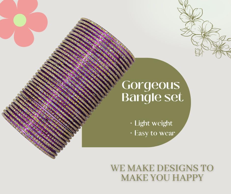 NMII Glass with Polka Dots & Glitter Stylish Fancy Bangles Set For Women & Girls | Glass Bangles | Traditional Women Bangles - Pack of 36 Bangle
