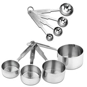 Parage Stainless Steel Measuring Cups & Spoon Combo for Dry or Liquid/Kitchen Gadgets/Cooking & Baking/Stackable Professional Measuring Cup Set with Measurement Handles (Set of 4 Cups & 4 Spoons)
