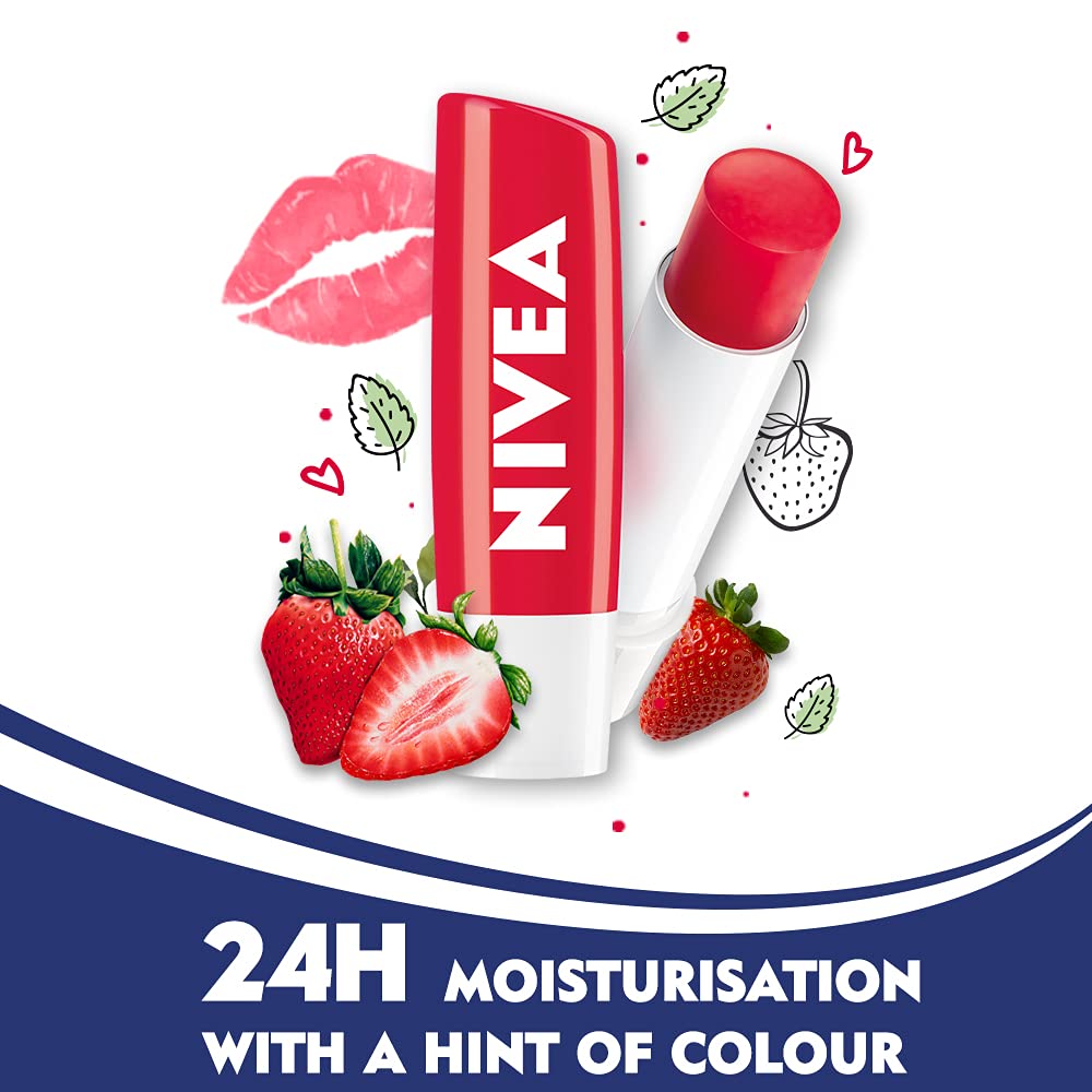 NIVEA Body Lotion, Aloe Hydration, with Aloe Vera for Instant Hydration in Summer, for Men & Women, 200 ml & NIVEA Lip Balm, Fruity Strawberry Shine, 4.8g