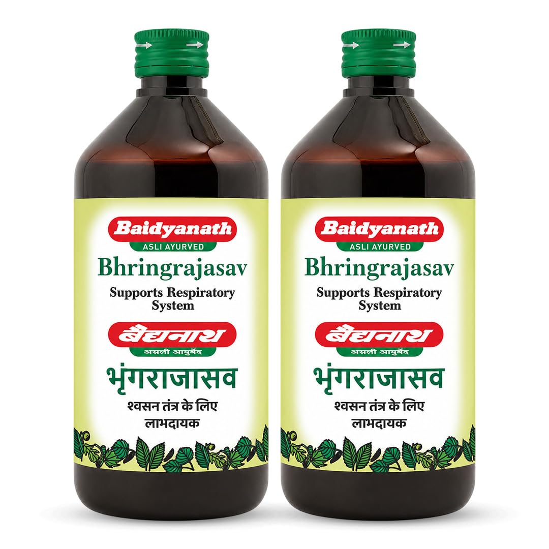 Baidyanath Asli Ayurved Bhringrajasava Liquid Syrup - 450 Ml (Pack Of 2) - Multi-Benefit Ayurvedic Wellness Formula | Supports Respiratory Health, Vitality & Stamina