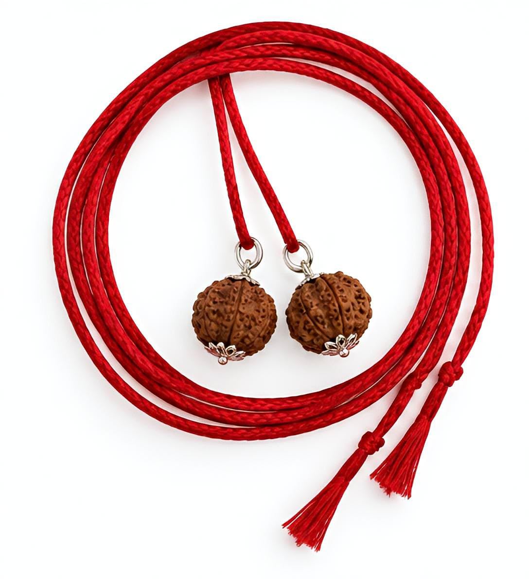 RUDRADIVINE 5 Mukhi Rudraksha Pendant Bead with Red Thread PACK OF 2
