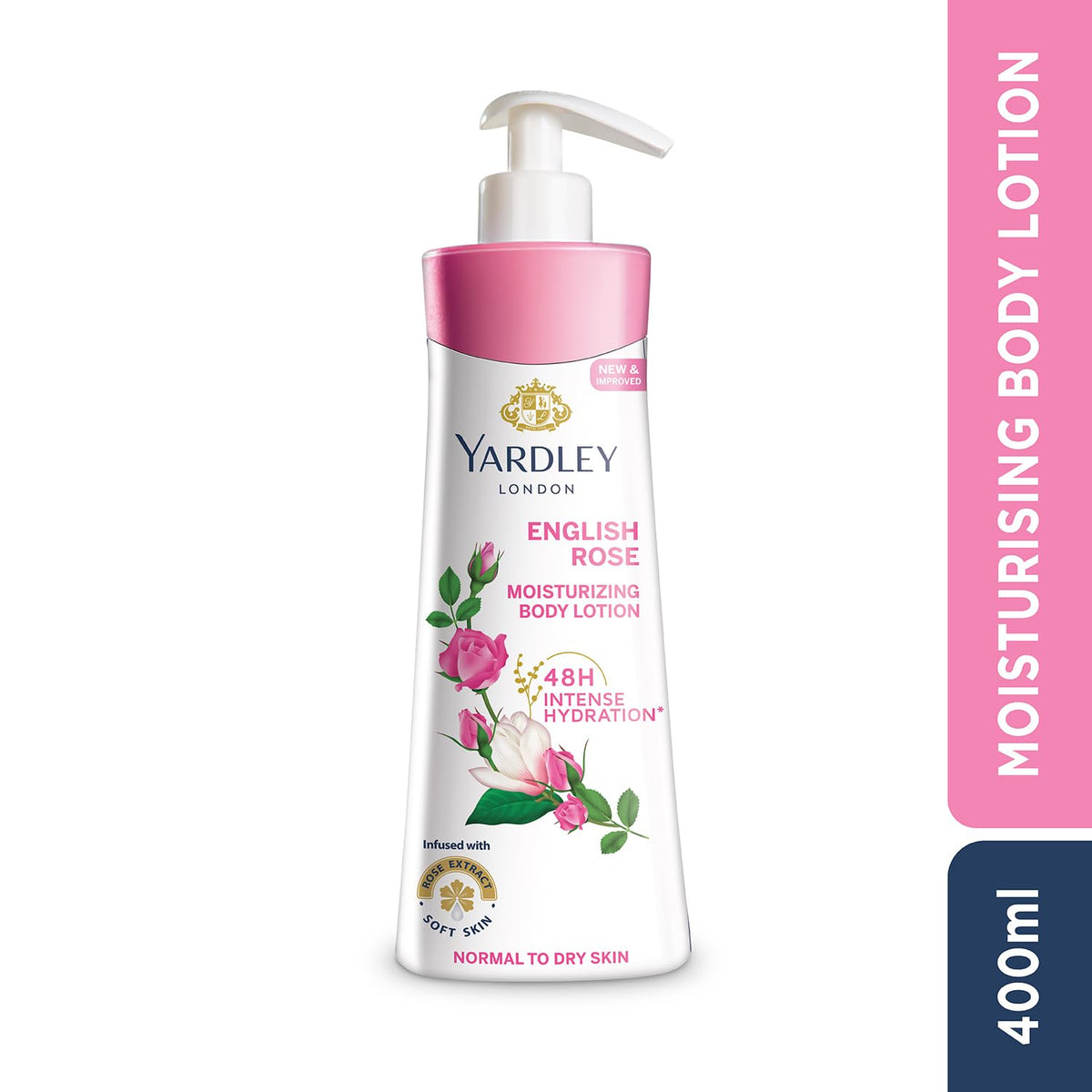 Yardley London English Rose Moisturizing Body Lotion With Germ Shield| Infused With Rose & Geranium Oil| Daily Use Hand & Body Lotion With Vitamin C & B3 For Women| 400ml