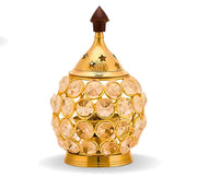 DSH Brass and Crystal Akhand Diya for Puja Decorative Crystal Oil Lamp Tea Light Holder Home Decor Diwali Decoration Diya.