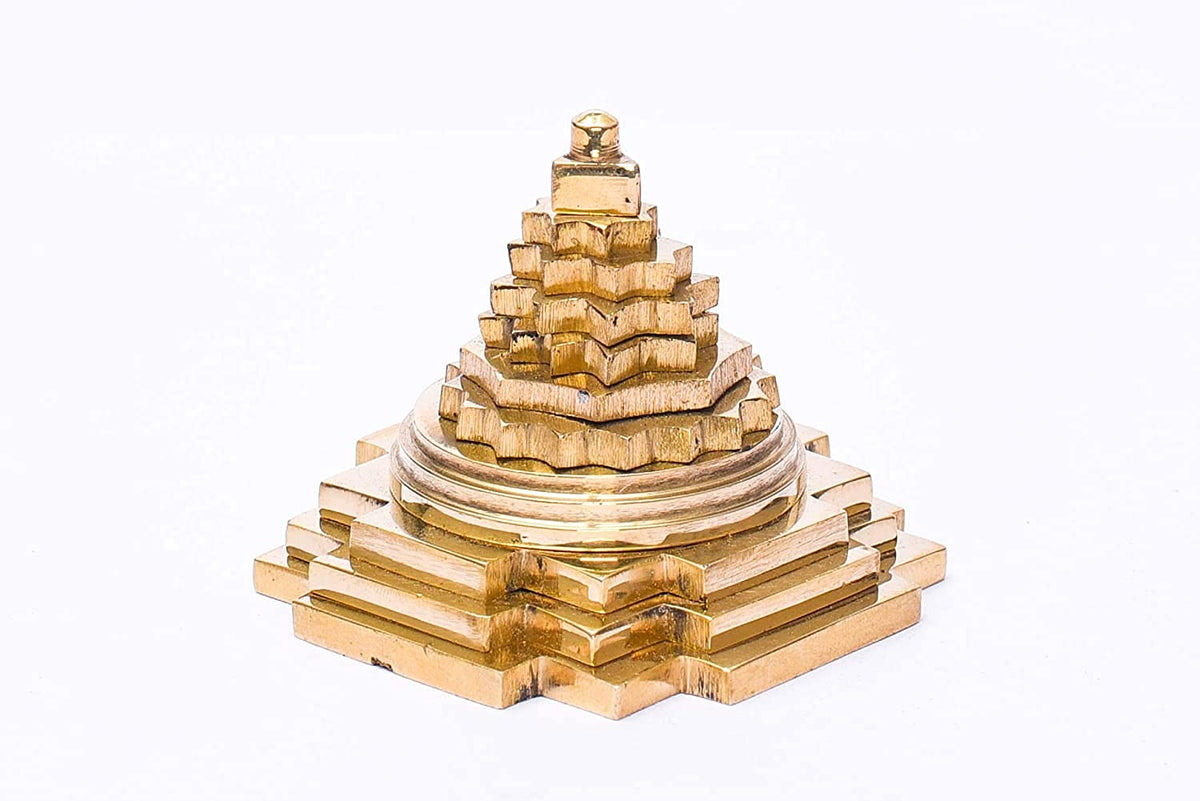 RUDRADIVINE Brass meru Shree Yantra 2x2 Inch for Success FULFILMENTS Enormous Wealth Luck Power Prosperity Correcting VAASTU DOSH Financial Stability Brass Meru Shree Yantra (2x2 inch 125gram)