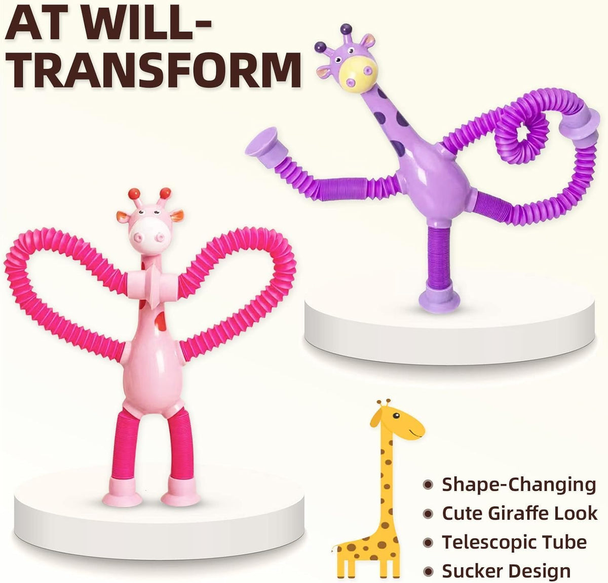 Toy Imagine Telescopic Suction Toys, Giraffe Style, Pack of 4