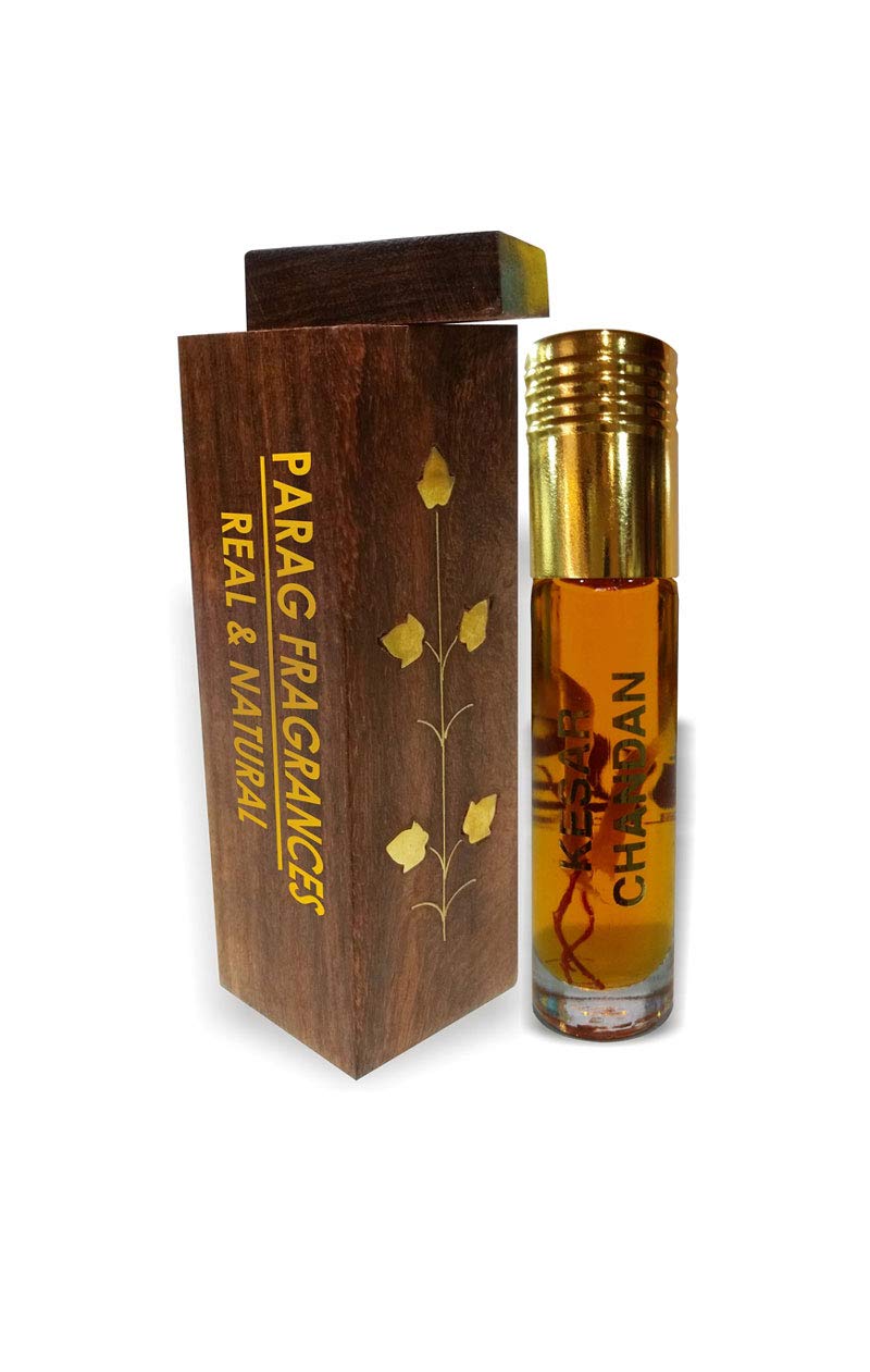 Parag fragrances Kesar Chandan With Handcrafted Wooden Box For Unisex, 8ml (Liquid)