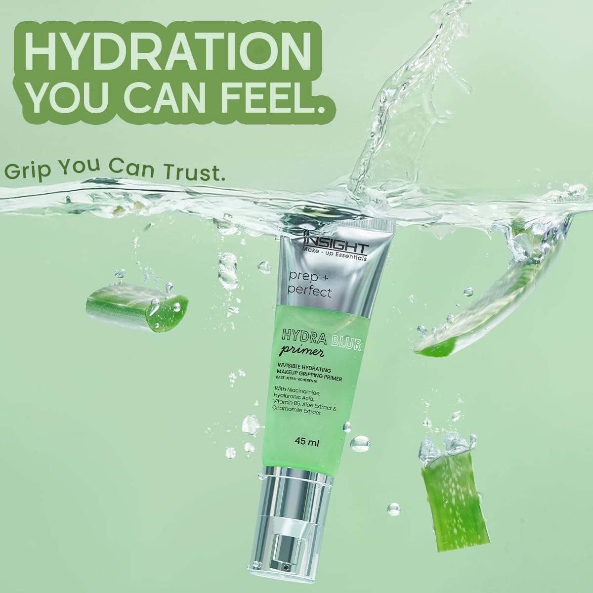 INSIGHT Hydrablur Primer| Lightweight| Silicone-Free| Water-Based| Hydrating & Smoothing| Enriched with Niacinamide| Hyaluronic Acid| Acne-Prone| Non-Greasy| Fast-Absorbing Primer| All Skin Types - 45gm