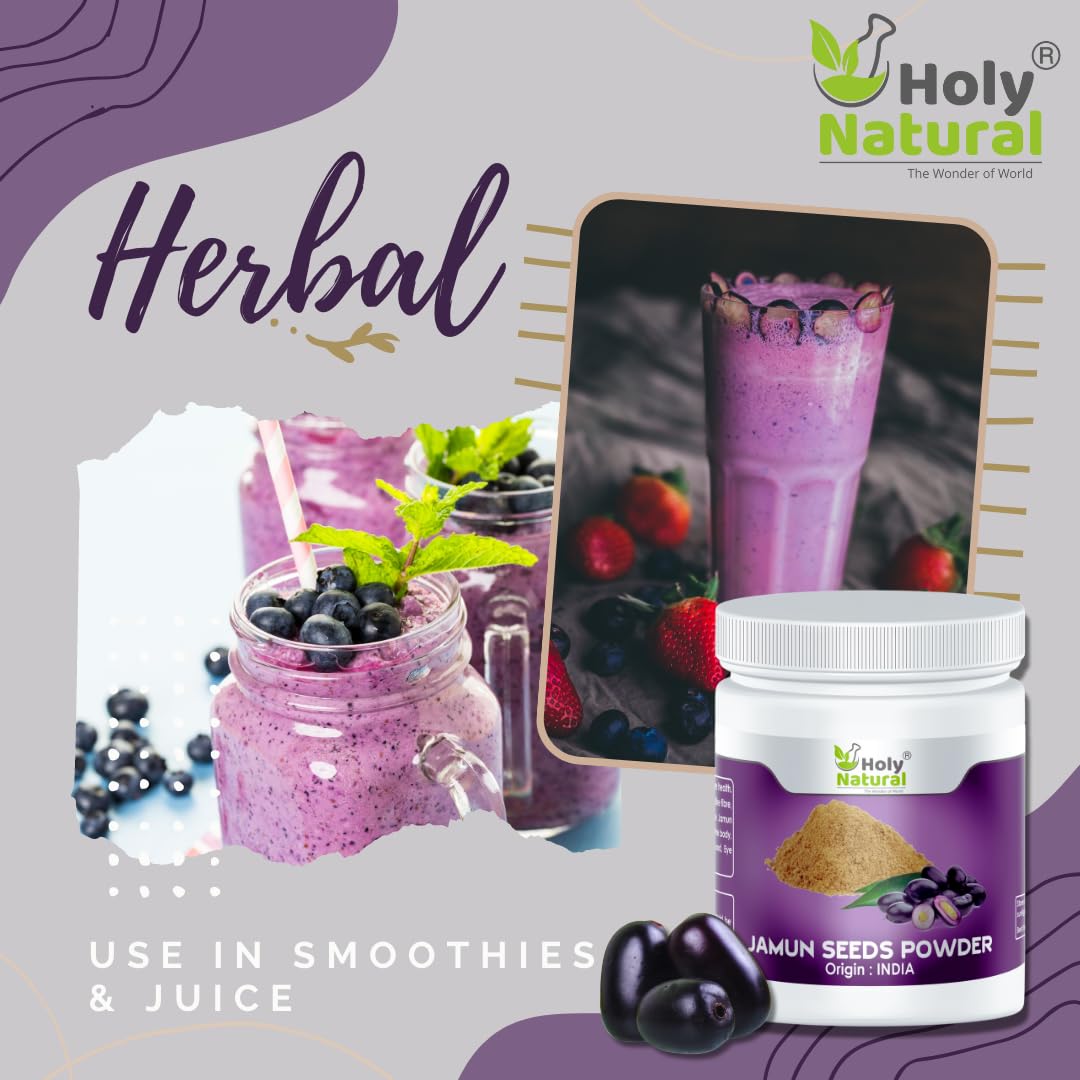 Holy Natural Jamun Seeds Powder - 250 GM | Pure & Natural | For Healthy Digestion & Immune System