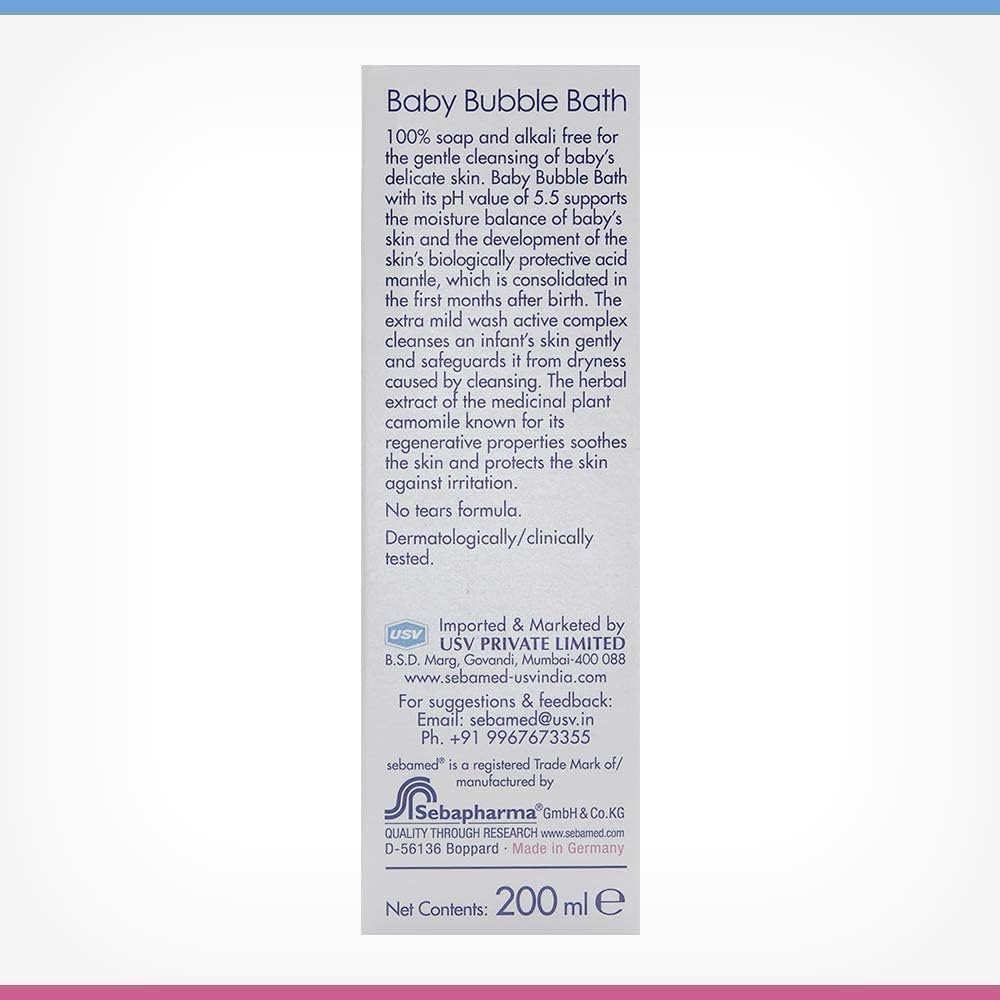 Sebamed Baby Bubble Bath|pH 5.5|With Chamomile|Soap Free|No Tears|200 ml (Pack of 3)