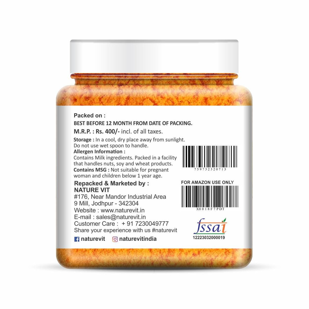 NatureVit Cheddar Cheese Powder, 250g | Cheddar Cheese Powder For Popcorn | Pizza Masala Powder | French Fries & Pasta Masala | Vegan Cheese Powder | Cheese Powder For Makhana