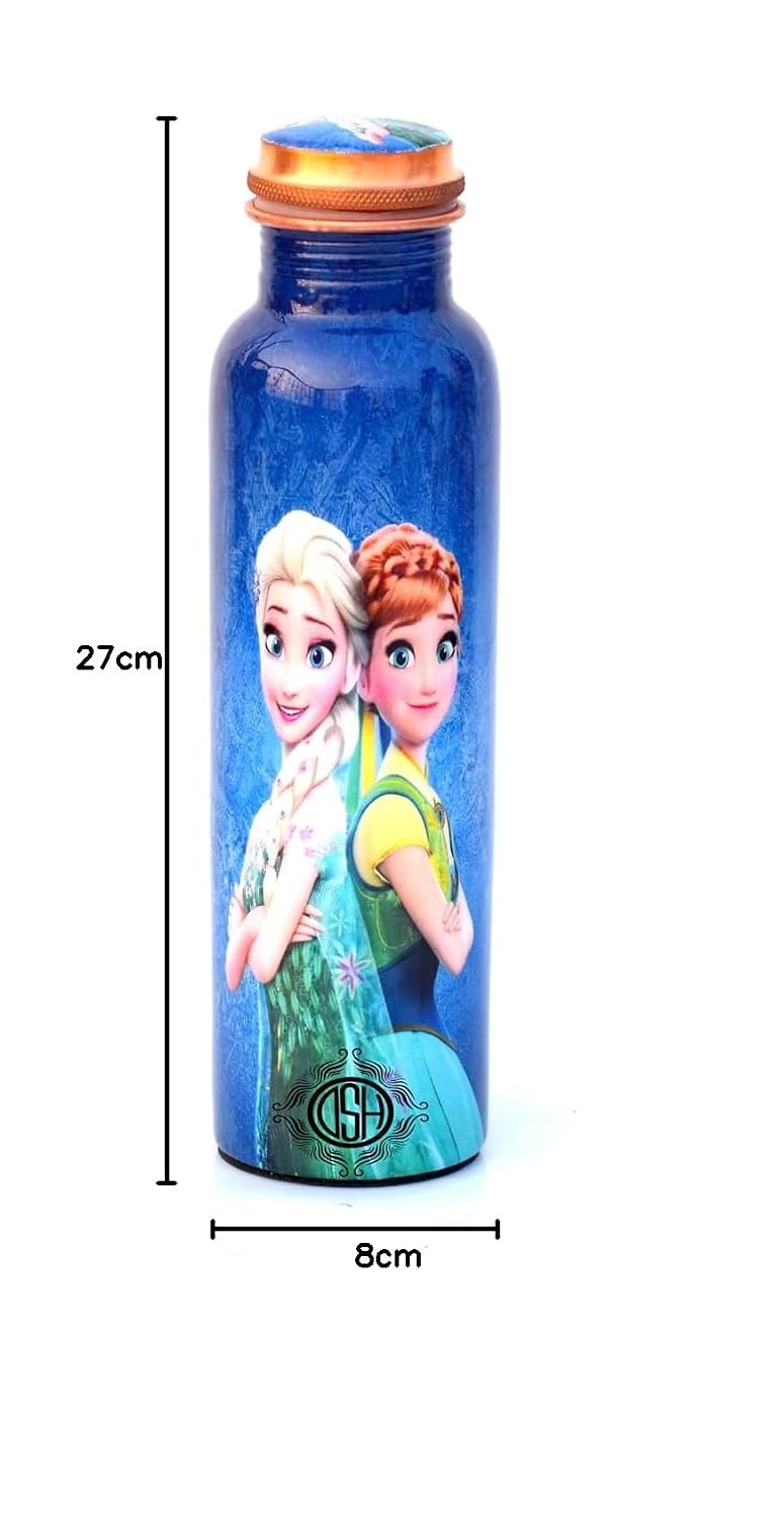 DSH Copper Bottles for 1 Litre Printed with Art Work, Travelling Purpose Bottles, Yoga Ayurveda Healing, 1000 ML (Design SM 22)