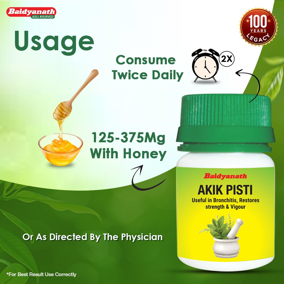 Baidyanath Akik Pishti Powder - 10g | Ayurvedic Supplement for Cardiac and Eye Health, Supports Overall Wellness