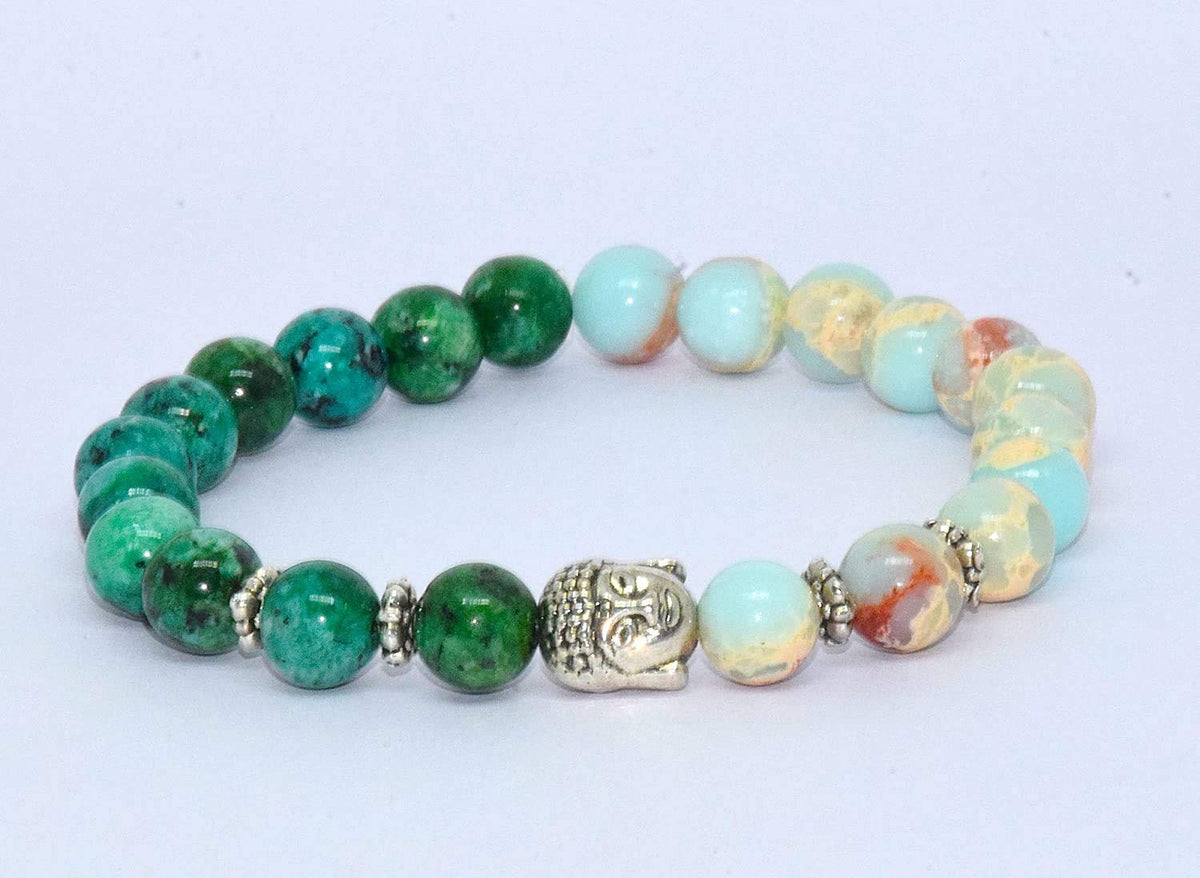 RUDRADIVINE Rudraksh Natural Stones/Yoga Good Luck Buddha Beads Bracelet. Valentine Gifts for Him & Her