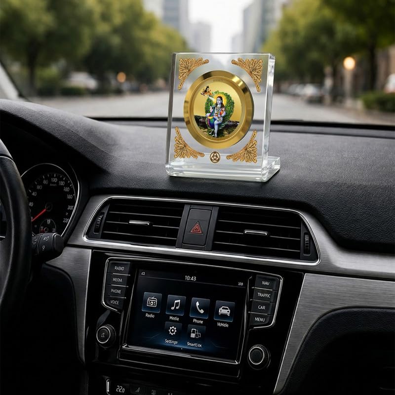 DIVINITI 24K Gold Plated Religious Car Dashboard Frame | Premium God Idol Frame for Car, Home Mandir & Office Table | Spiritual Gift, Decorative Showpiece | Baba Balak Nath